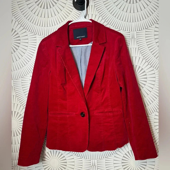 MARFINNO Women’s Red Small Wale One Button Blazer Size 42 - Picture 1 of 6